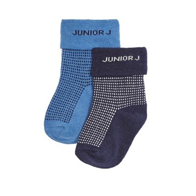J by Jasper Conran Pack of two baby boys' blue and navy textured spot socks